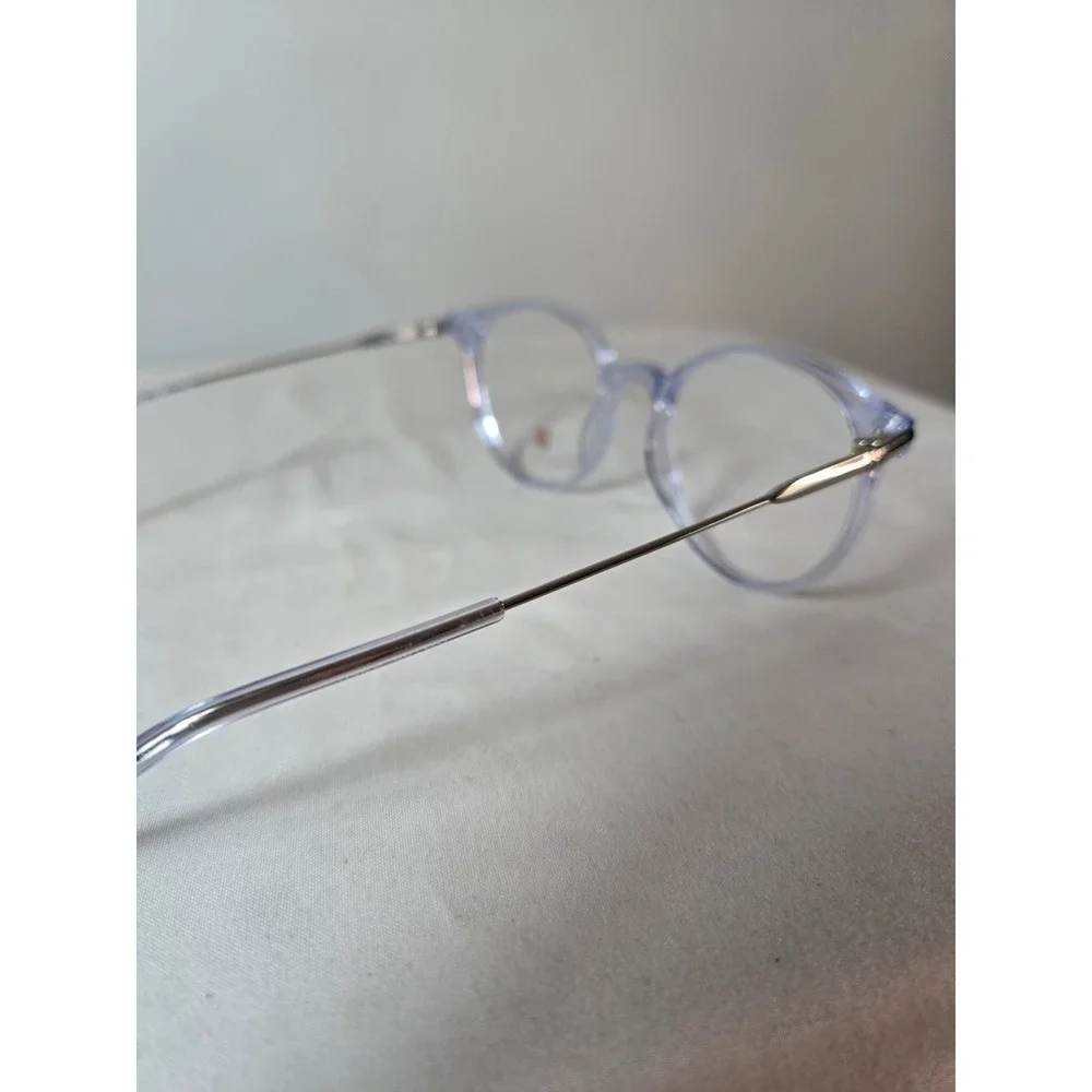 Dicaprio Crystal Blue Round Eyeglass Frames Clear Light Blue Silver 49-18-140
